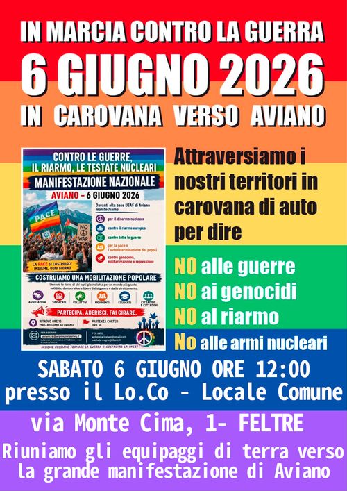 Appuntamento per la manifestazione di Aviano 6/6/26