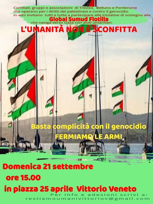 Basta produrre e vendere armi. Basta guadagnare sulla morte! Manifestazione a Vittorio Veneto