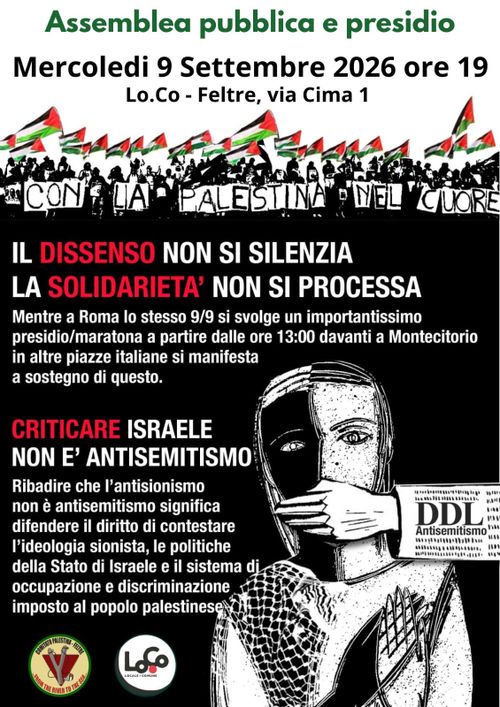 ANTISIONISMO NON È ANTISEMITISMO No alla Legge bavaglio! Presidio e assemblea al LoCo